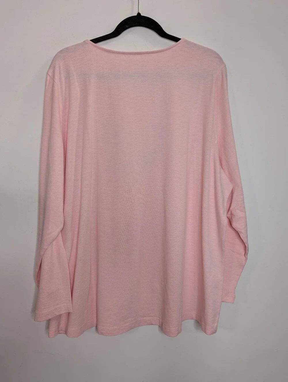 Coldwater Creek Embroidered Heart Floral Tee Pink 3X Cottagecore Boho Top - Picture 7 of 7